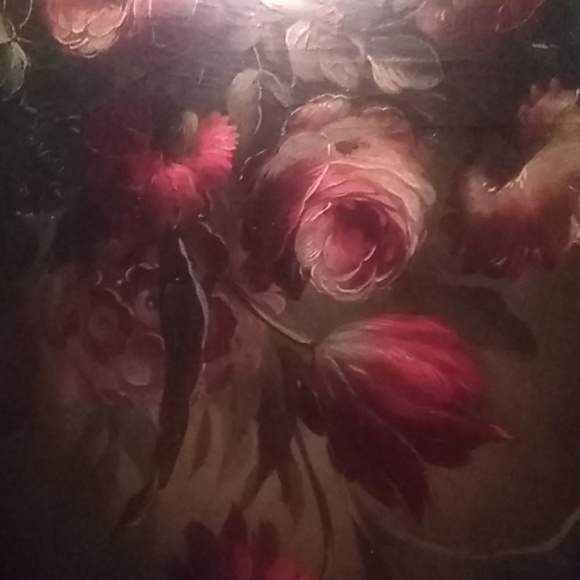 Italian Tole Papier Mache Wood Tray w Floral Spray - Picture 5 of 8